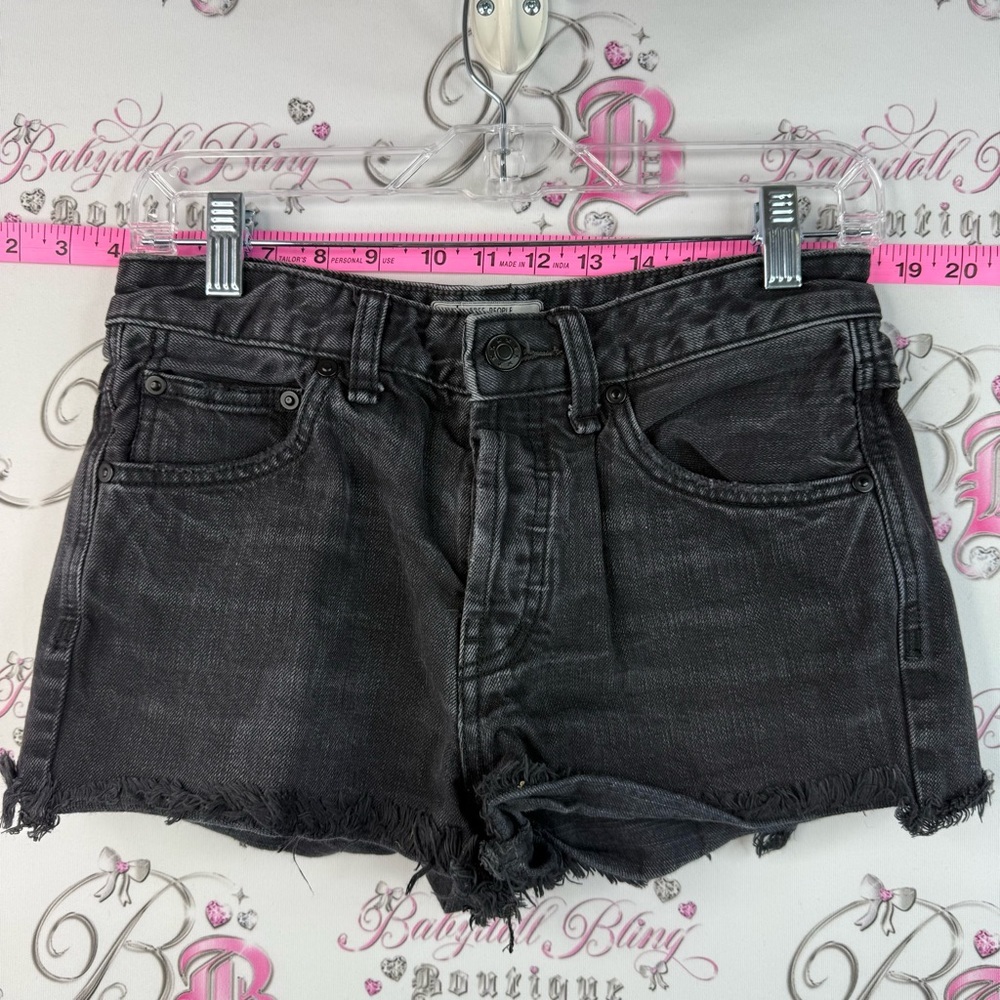 Free People shorts jeans distressed look Black Washed Denim Cutoff Shorts